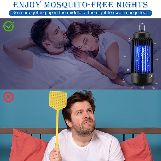 Qualirey Electric Bug Zapper 1000V Mosquito Killer Lamp Portable Insect Killer Indoor Fly Zapper Trap Mosquito Repellent Outdoor Insect Catcher UV Light for Backyard Patio(2 Packs)