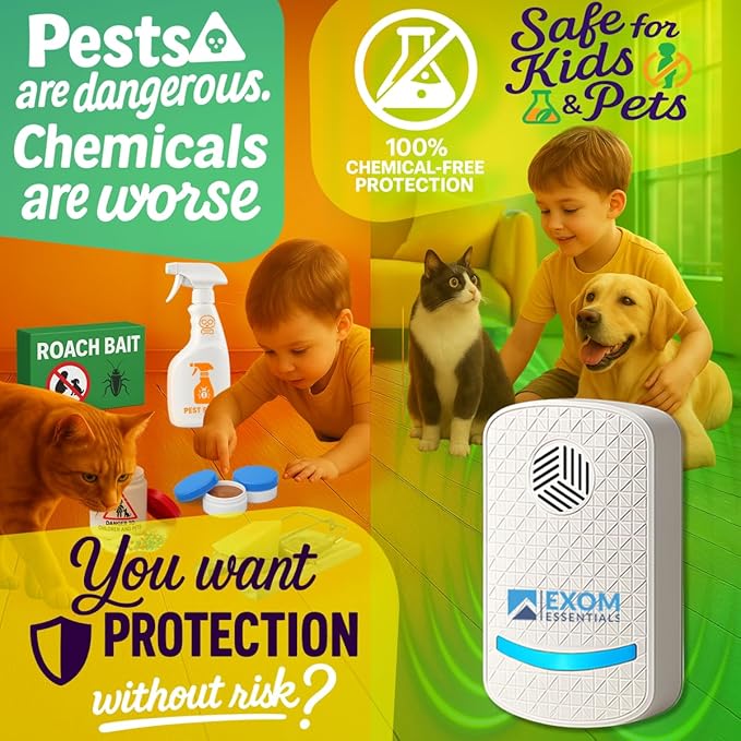 T-24, Ultrasonic Pest Repeller Wall Plug-in Most Effective Than Repellents - Get Rid of - Rodents, Squirrels, Mice, Rats, Bats, Roaches, Ants, Spiders, Bed Bugs, Мosquito, Insects, Fleas (2 Pack)