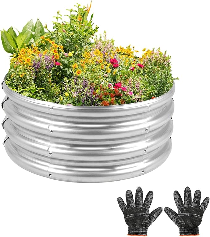 Garden Galvanized Raised Garden Bed Kit - Metal Planter Boxes for Vegetables/Herbs/Flowers, Heavy-Duty Steel Outdoor Garden Box with Reinforced Edges(4X4X1FT)