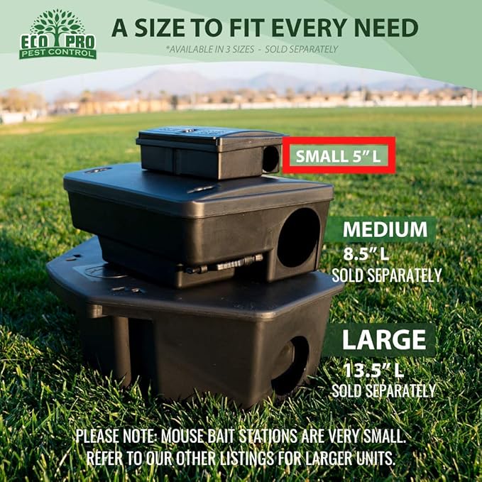 Mouse Bait Station | 4-Pack Indoor & Outdoor Mouse Bait Stations | Bait (Not Included) is Secured by Lock & Key | Pet & Child-Safe Alternative to Mouse Traps | For Mice Only - by Eco Pro Pest Control