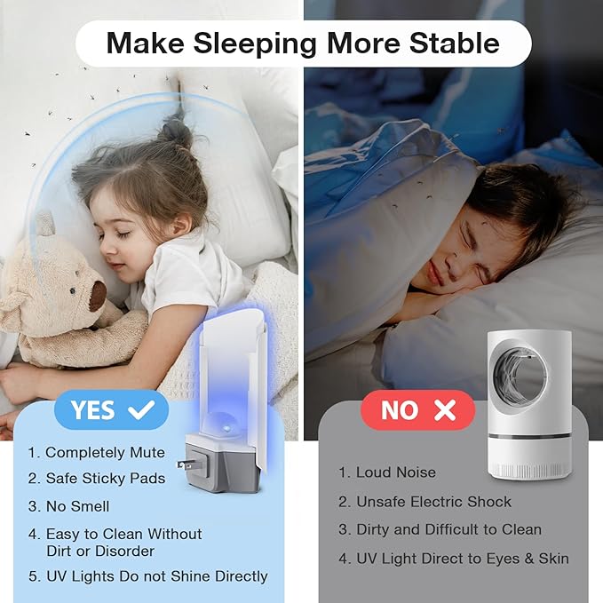 Fly Trap Indoor, Fly Catcher 2 Plug-in Flying Insect Traps with 6 Refills, Fruit Fly and Gnat Traps, Indoor Bug Catcher for Mosquitoes, Flies, Moths