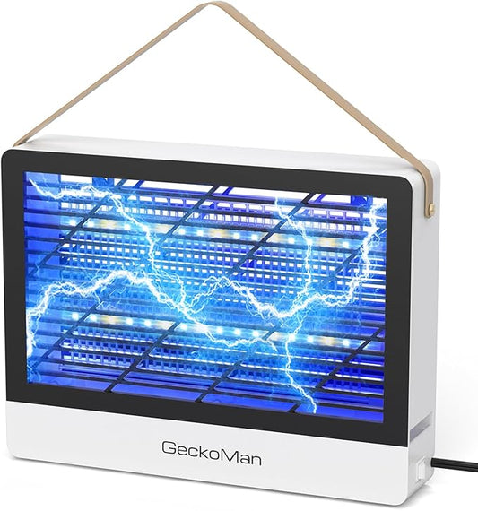 GeckoMan LED Indoor Bug Zapper Indoor Fruit Fly Trap for Indoors Mosquito Zapper Fly Zapper, Energy-Saving Max-Attract Hybrid-Spectrum Tube • 10-Yr Life, Enhanced High-Volt Instant Kill