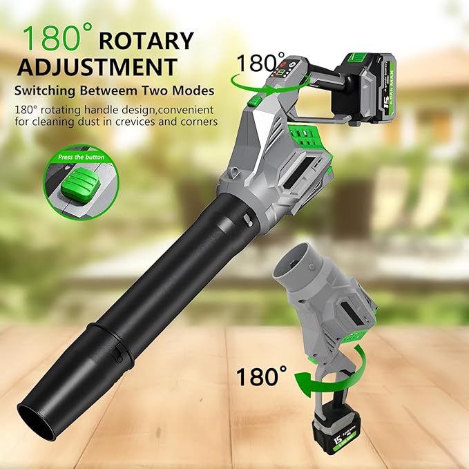 Leaf Blower Cordless, 2x21V 6.0 Ah Battery and Charger, 680CFM 190MPH Electric Blower, 3-Variable Speed & Turbo Mode, Handheld Leaf Blower Battery Powered for Blowing Leaves, Dust, Snow