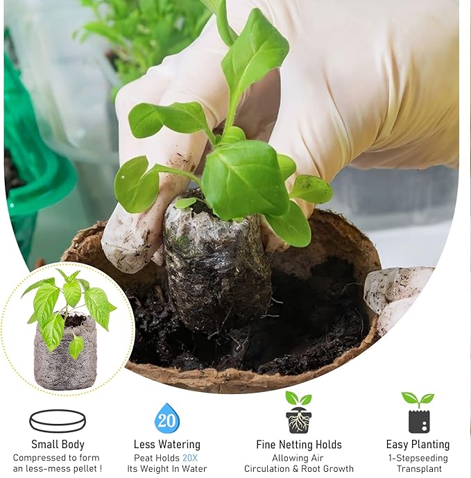 Legigo 200 Pcs 30mm Seed Starter Peat Pellets Pods for Seedlings- Compressed Seed Starting Pellets Seed Starter Pods Plugs Soil Peat Pods for Starting Seeds, Garden Planting Herb Flower Vegetables