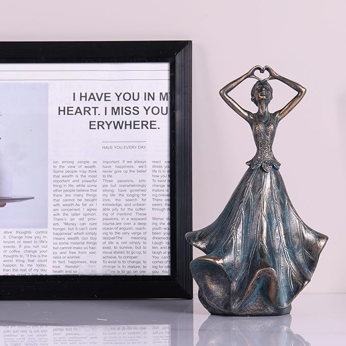 QIANLING 8'' Fairy Statue - Leaf Angel Girls Sculptures Resin Home Decor, Decorations Figurines Gift for Inside or Outside, Bedroom, Office Desktop, Cabinets, Book Shelf or Outdoor Garden Yard