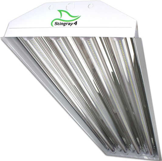 4 Lamp Bulb High Bay T8 LED HighBay Utility Shop Garage Warehouse Light Fixture 11,000 LUMENS! Commercial Grade 15" X 48" White W/Mirrored Reflector W/LED Tubes 11,000 Lumens Bright