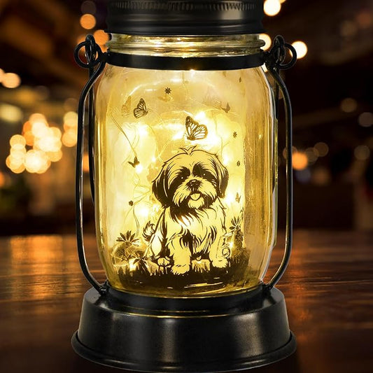 kyoryuger Maltese Dog Gifts for Women/Men Maltese Solar Lanterns Birthday Dog Lovers Lantern Pet Loss Dog Memorial Lights Solar Garden Decoration for Yard, Patio,Backyard,Porch Torches Light