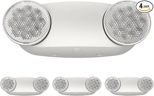 4 Pack Emergency Light, Emergency Lights for Business, LED Emergency Lights with Battery Backup, 2 Bug Eye Heads Adjustable Commercial Emergency Lighting Fixtures, UL 924 Certified