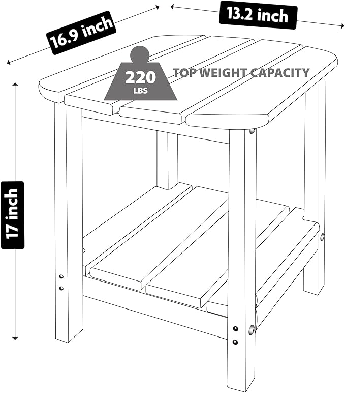LZRS Double Adirondack Side Table, Outdoor Side Tables, End Tables for Patio, Backyard,Pool, Indoor Companion, Easy Maintenance & Weather Resistant(Brown Mixture)