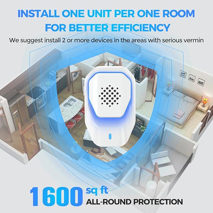 Upgraded 6 Packs Ultrasonic Pest Control Repeller, Electronic Spider Repellent Indoor for Insect Roaches Rodent Ant Bug Mosquito Mouse Repellent Plug in for House Kitchen Garage Warehouse