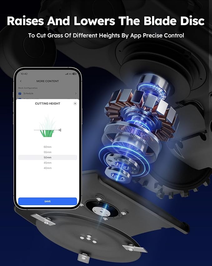 Robot Lawn Mower with Max 180m Stable Boundary Wire - Recommended 550㎡, Max 900㎡, 300% Higher Efficiency of Grid-Shaped Mowing Path, Automatic Robotic Lawn Mower with Auto Mapping & Recharge