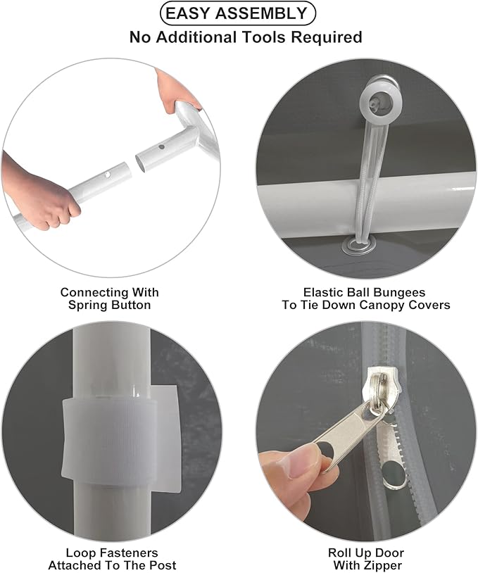 Carport,10x20 Heavy Duty Carports, Canopy, Garage, Metal Shed, with 4 Roll-up Ventilated Windows, Outdoor, Storage, Car, Boat,10x20 Grey