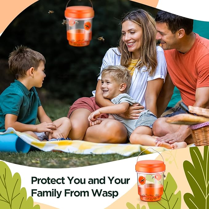 Qualirey 4 Pcs Wasp Traps for Outdoors Wasp Killer Hanging Bee Traps Reusable Fly Bee Killer for Indoor Outdoor Patio Garden Home (Orange)