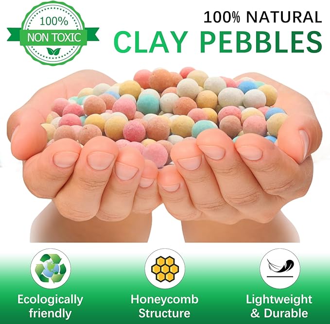 10LB Leca Clay Pebbles, 9-12mm Lightweight Expanded Clay Aggregate for Hydroponic Growing, Premium Grow Media for Orchids, Aquaponics Plants and Horticultural Drainage, Natural