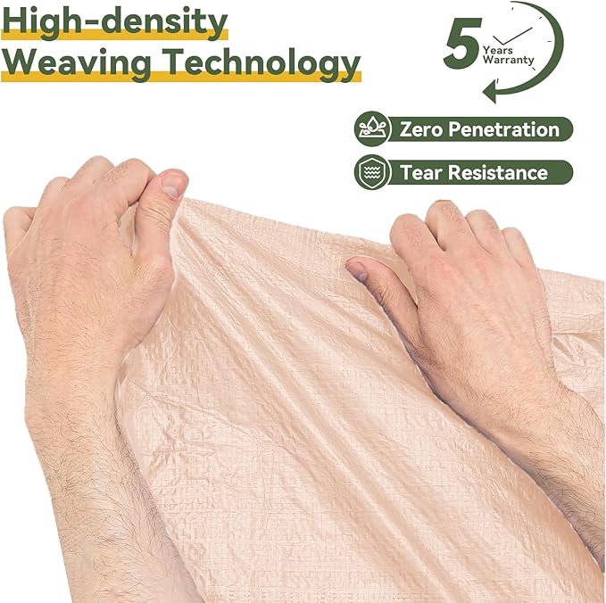 Aoxun 10x20 ft Heavy Duty Carport with Tarp & Wind Resistance Portable Carport Car Tent Outdoor Car Port with Tear Resistant Canopy, No Sidewall - Khaki