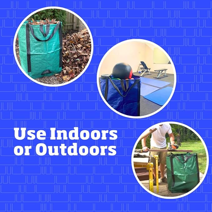 DURASACK Heavy Duty Home and Yard Bags 48-Gallon Reusable Self-Standing Lawn and Leaf Bags Garbage Can with Reinforced Handles, Gingham Green