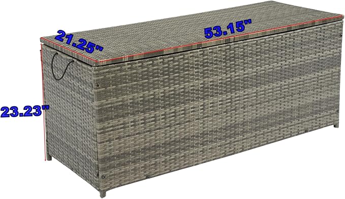 CHUNLY 113 Gallon Outdoor Waterproof Large Wicker Deck Box with Lids Indoor Storage Bench Storage Cabinet for Patio Furniture Cushions, Packages, Pillows and Garden Tools, Gray