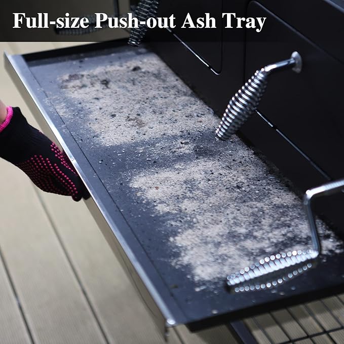 Sophia & William Extra Large Charcoal BBQ Grills with 794 SQ.IN. Cooking Area, Heavy Duty Outdoor Barbecue Grill with 2 Individual Lifting Charcoal Tray and 2 Foldable Side Table, Black