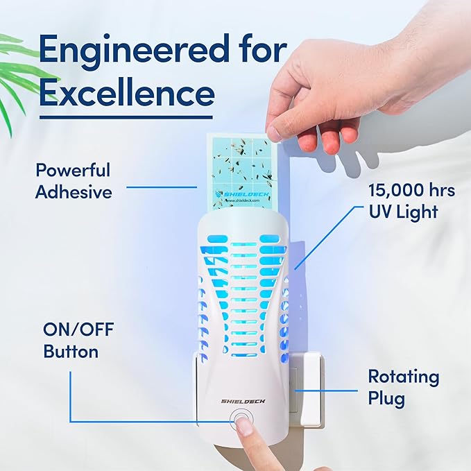 Flying Insect Trap for Home - Indoor Fly, Gnat, and Mosquito Killer with UV Light - Non-Toxic Fruit Fly Traps for Indoors - Easy Bug Catcher for Any Room - Includes 1 Device & 5 Sticky Pads