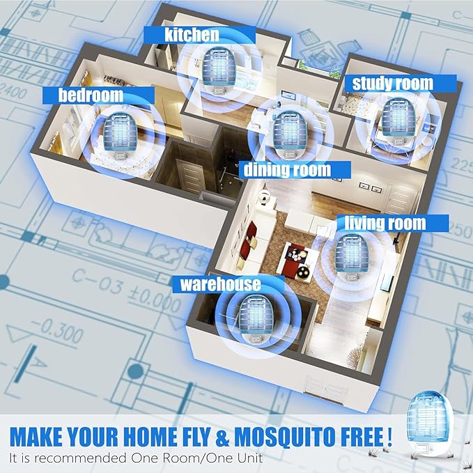 2 Packs Bug Zapper Indoor, Fly Trap for Indoors, Mosquitoes Killer Mosquito Zapper with Blue Lights for Living Room, Home, Kitchen, Bedroom, Baby Room, Office-6