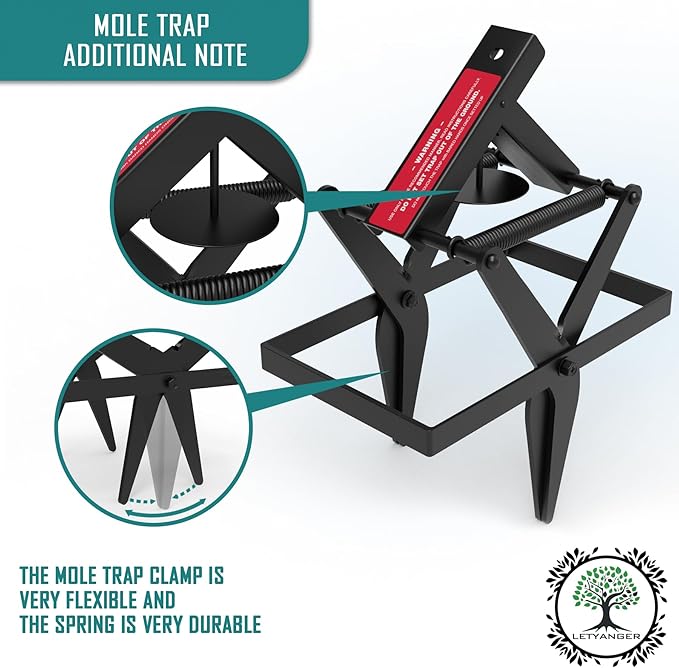 Mole Traps, Black Galvanized Steel Scissor Trap, Reusable Gopher Traps, Mole Killer, Ground Moles Trap for Lawns, 2025 Style (4 Pack)