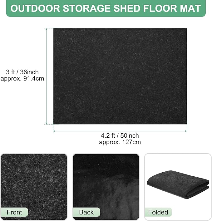 Outdoor Storage Shed Mat, 3x4.2 FT Waterproof Small Shed Flooring Mat for Patio Furniture Floor Protecting from Wear/Liquid/Dust/Oil, Non-Slip Carport Pad [Grey]