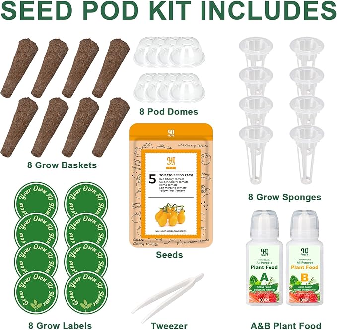 Flower Seed Pod Kit Mix of 6 Different Included Pansy, Cosmos, Zinnia, Marigold, Snapdragon, Cascading Petunia Flower Seed Starter Pod Kit for Hydroponics Growing System with Plant Food, 8-Pod