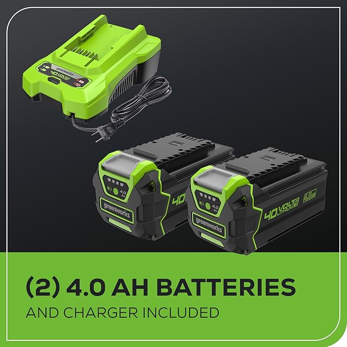 Greenworks 40V 21" Brushless Cordless (Smart Pace / Self-Propelled) Lawn Mower (75+ Compatible Tools), (2) 4.0Ah Batteries and Charger Included