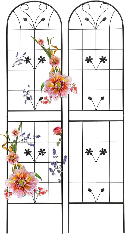 Garden Trellises, 2 Pack Black Metal Coated Rustproof Trellis for Climbing Plants Outdoor, Roses, Vines, Flowers, and Vegetables-19.7×86.7 inches