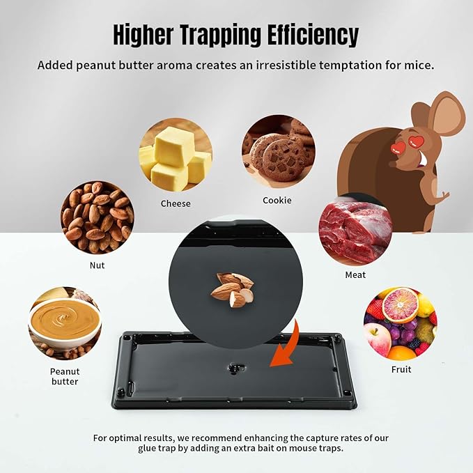 POPTRAP Rat Trap Heavy Duty & Large, Super Sticky Mouse Trap with Ultra-Strong Glue, Scent of Peanut Butter for Indoor & Outdoor, Non-Toxic (BigSize-24Pack)