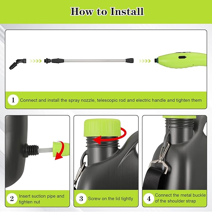 abcGoodefg Weed Sprayer Battery Operated, Electric Rechargeable Sprayer 1.35 Gallon with 3 Mist Nozzles, Retractable Wand, Water Sprayers with Adjustable Shoulder Strap for Yard, Lawn and Garden