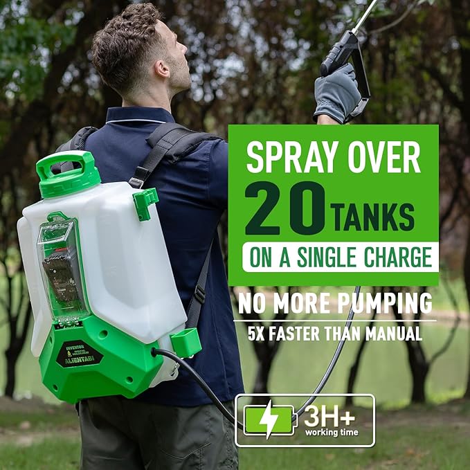 Battery Powered Backpack Sprayer 4 Gallon Electric Sprayer Equipped with a Big Pump, 65/95 PSI Battery Waterproof Sprayer for Spraying, Cleaning