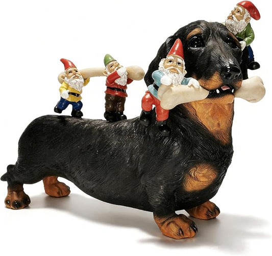 Sunthus Dachshund Garden Gnomes Statues Outdoor Funny Decorations Yard Weiner Decor