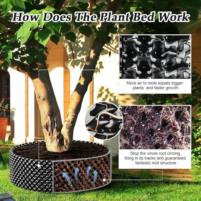 25 Gallon Air Pruning Containers 5-Pack, 100 Liter 20" X 20" D/H Special Packing Interlocked Large Air Root Pruning Planters for Big Tree Grow Outdoor(5 Pack 26 Gallon), Black