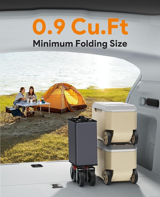 Wagons Carts Foldable, Collapsible Foldable Wagon 330lbs Capacity, 180L Large Capacity Foldable Wagon with All-Terrain Wheels,Heavy Duty Utility Wagon Cart with Brakes for Beach Camping Shopping, Grey