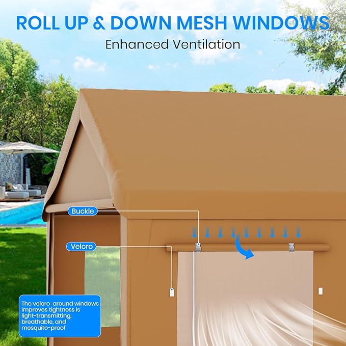 Carport 10x20 Heavy Duty Portable Garage,Carport Canopy with Roll-Up Windows & Doors,Portable Garage and Shelter with Removable Sidewalls,Car Tent Garage with All-Season Tarp for Bike Lawnmower Truck