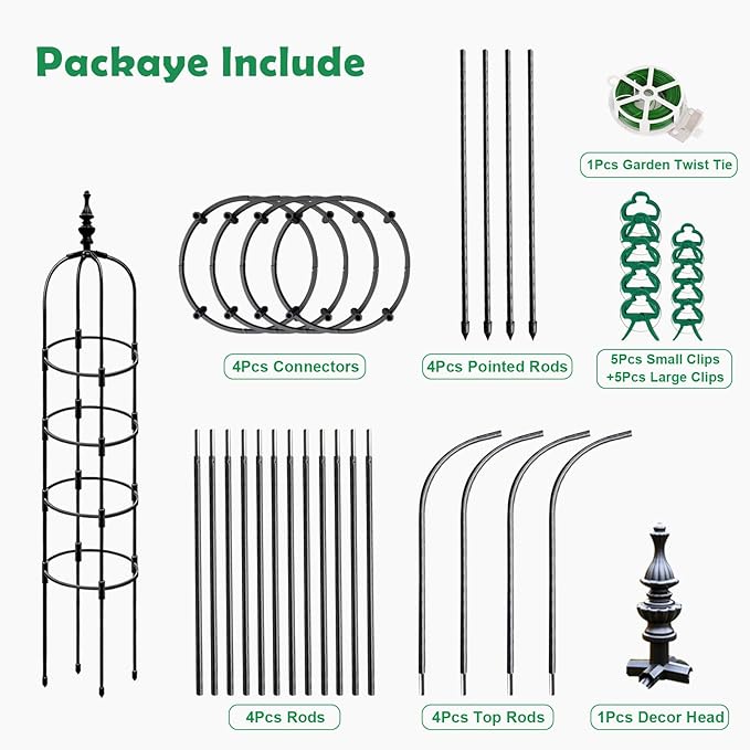 Trellis for Climbing Plants Outdoor 1Pcs Garden Obelisk, Metal Pipe Tomato Cage Cucumber Rose Flower Vegetable Grape Round Vine Tall Plants Trellis,Plants Support Stakes Potted Garden Tower Indoor