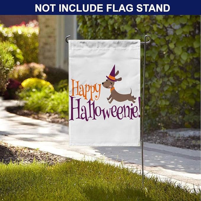 Happy Halloween Dachshund Outdoor Welcome Garden Flag Home Yard Decorative 12X18 Inches Double Sided Seasonal Garden Flags