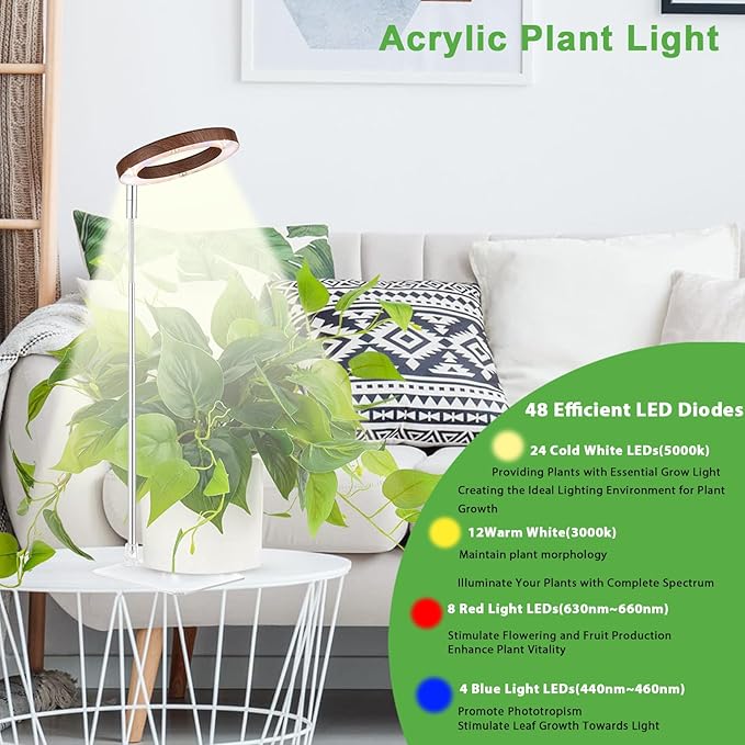 yadoker Plant Grow Light, LED Growing Light Full Spectrum for Indoor Plants,Height Adjustable, Automatic Timer, 5V Low Safe Voltage,Idea for Small Plant Light