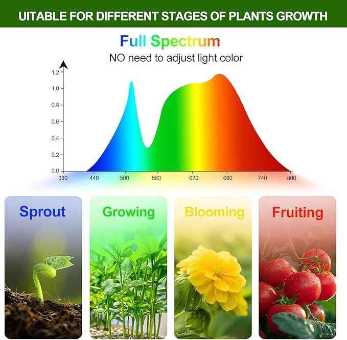 4-Head Strong Clip Grow Lights for Indoor Plants, Seed Starting, Bonsai, Succulent, Cactus with Timer, 36 Watt Power Home Plug, Enough High-Intensity Like Sun, Best Gift for Plants Lover