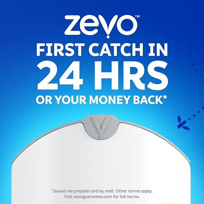 Zevo 2 Flying Insect Traps & 4 Refill Cartridges - Plug in Fly Trap & Indoor Bug Catcher for Gnats, House & Fruit Flies - Blue & UV Light Technology, Mess-Free Alternative to Bug Zapper