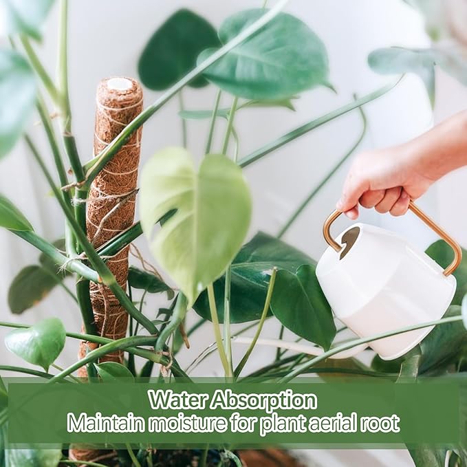 Joyhalo 48.7 Inch Moss Pole Monstera Plant Support, 4 Pcs 15.7 Inch Stackable Moss Poles, Plant Stakes for Indoor Plants with Jute Rope & Name Label