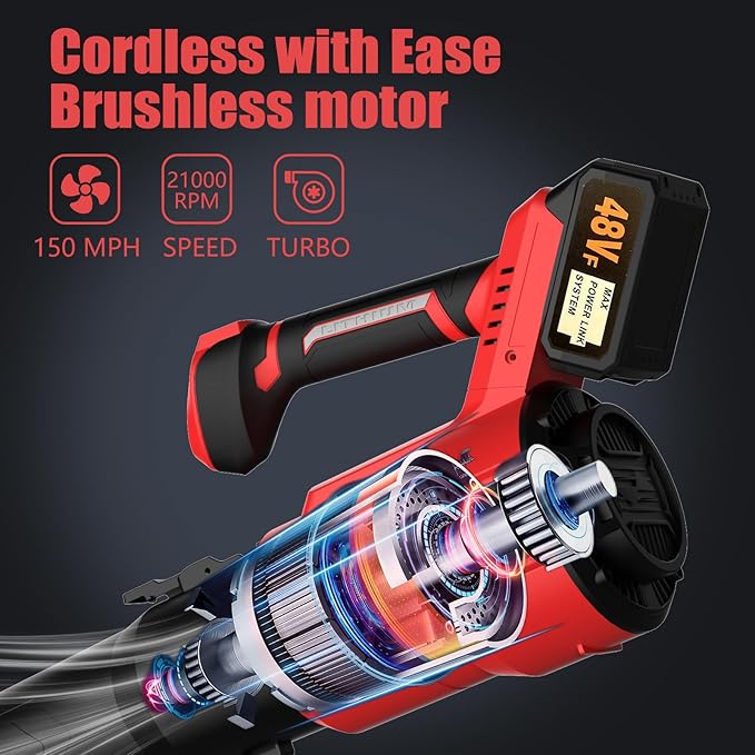 Cordless Leaf Blower 21V Electric Blower with (1) 3.0Ah Battery and Fast Charger, Variable Speed, Turbo Mode, Battery Powered Handheld Leaf Blower for Lawn Care and Yard Leaf Cleaning