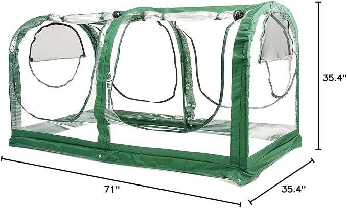 Porayhut Portable Greenhouse Tent, Easy Set-Up Gardening Flower House & Plant Sunshine Room with PVC Cover,71" X35.4" X35.4" for Protecting Plant from Cold Frost & Birds & Insects