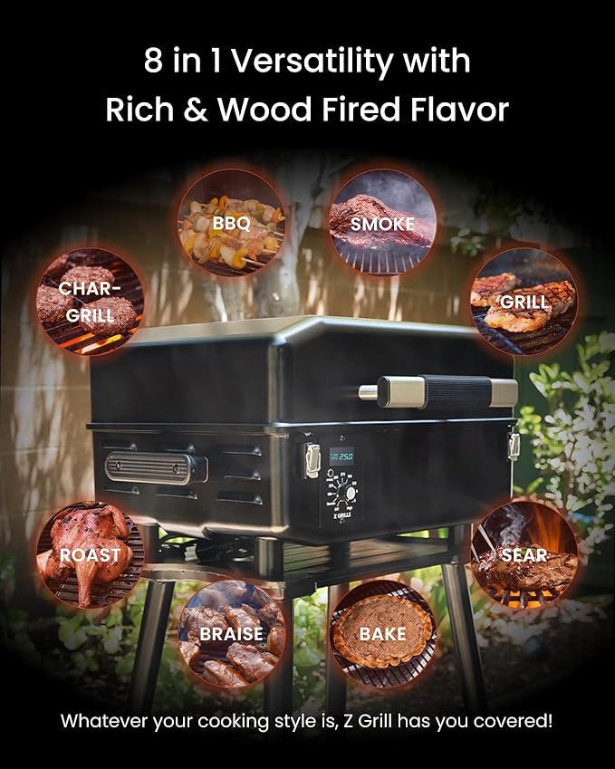 Z GRILLS 200A Table Top Wood Pellet Grill, Pellet Smoker with PID V2.1 Controller, Meat Probes, 202 sq.in Cooking Area, Fit for RVs, Road Trips & Apartments