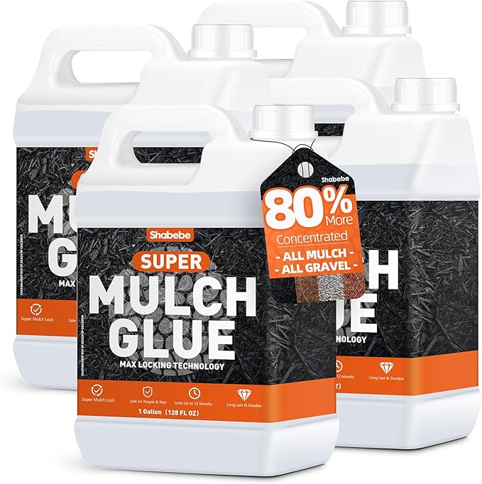 Mulch Glue for Landscaping, 4Gallon Rock Glue, Fast-Dry Non-Toxic Weather-Resistant Strong Gravel Binder, Pine Straw Outdoor Strong Pebble Gravel Hold for Garden, Mulch Lock and Pea Gravel Stabilizer