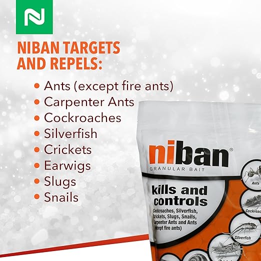 Nisus Niban Granular Bait, Weather-Resistant, Boric Acid Formula, Ants, Roaches, Crickets, Slugs & Snails, Indoor/Outdoor Use, 10 lbs