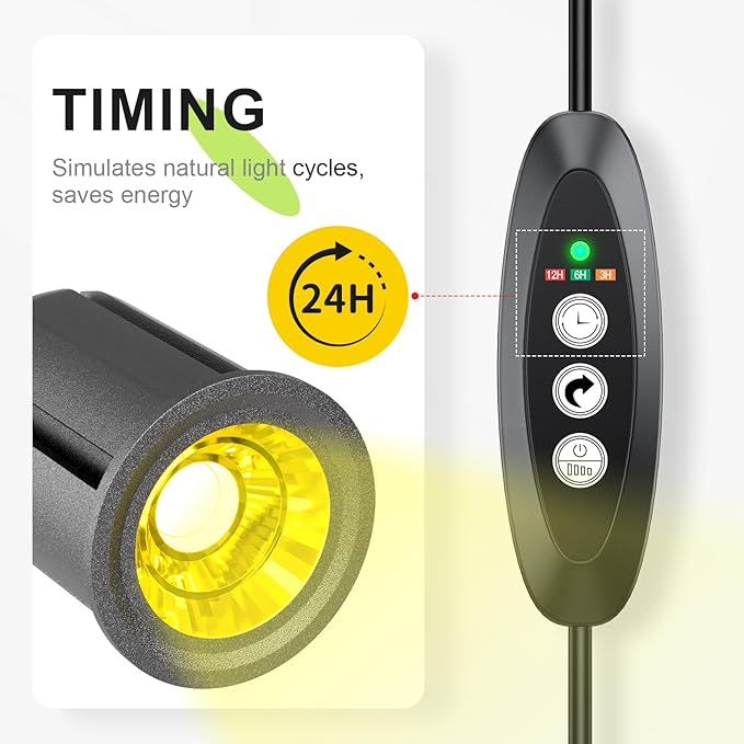 Grow Light for Indoor Plants, 75W Full Spectrum Plant Growing Lamp with Gooseneck, Auto On Off Timing 3/6/12H, 4-Level Dimmable