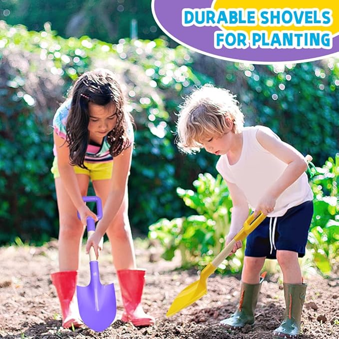 Dilabnba 16Inch Kids Beach Spades Sand Shovels, Jumbo Sturdy Wood Handle ABS Plastic Shovels Scoops Tools for Digging Beach Sandbox Snow, Sandbox Garden Toys Set for Toddlers Kids 3-10(2PCS)