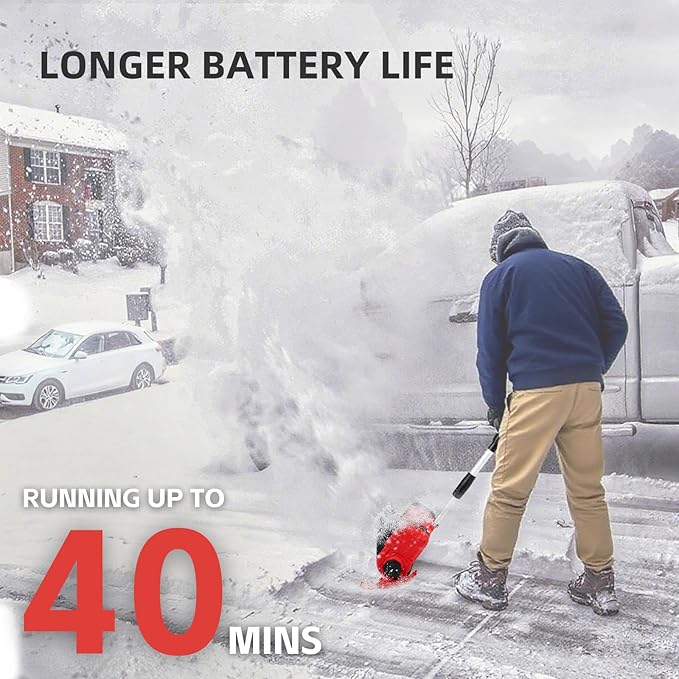 Cordless Snow Shovel, 21V | 12-Inch | 4-Ah Cordless Snow Blower, Foldable Electric Battery Powered Snow Removal Machine, 20ft Throwing Distance, Plows 300lbs/min (2 Battery & Quick Charger Included)